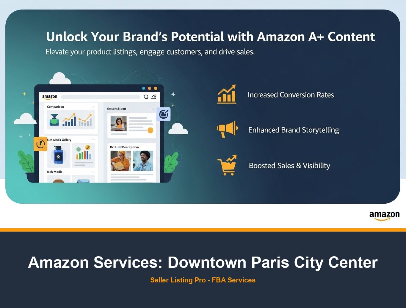 Amazon Infographic Design in Downtown Paris City Center